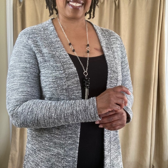 Lane Bryant Marled Long Duster Cardigan Gray, 10/12 NWT - Picture 5 of 16